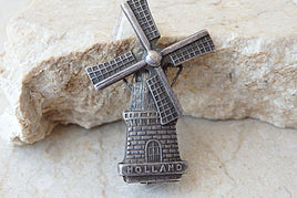 Holland Windmill. Silver Brooch.vintage Brooch. Dutch Windmill Accesories. 1960S Brooch. Antique Brooch. Metal Brooch. Retro Brooch