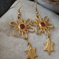 Holy Land Earrings. Israel Map Earrings. Gold Israel Earrings. Jewish Jewelry. Star Of David Earrings. Judaica Rebeka Flower Earrings