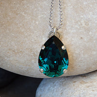 Green Emerald Drop Earrings, Gold Teardrop Emerald Crystal Earrings, Dark Green Earrings, Simple Dangle Earrings, Green Emerald Wedding Gift