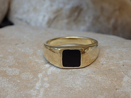 Square Onyx Signet Ring, Goldfilled Ring, Women signet ring, Rings for him her,  Gold Onyx Ring, Black Stone Ring,Onyx Mens Signet Gold Ring