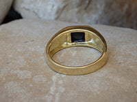 Square Onyx Signet Ring, Goldfilled Ring, Women signet ring, Rings for him her,  Gold Onyx Ring, Black Stone Ring,Onyx Mens Signet Gold Ring