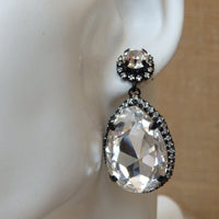 Crystal Jewelled Chandelier Prom Earrings. Mother Of Groom Wedding Earrings, Black Diamond Earrings, Gray  Earrings,Evening Jewelry