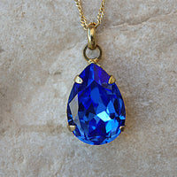 Blue Royal Earrings, Gold And Blue Earrings,Teardrop Minimalist Earrings,Bridal Earrings. Sapphire Crystal Earrings.Something blue For Bride