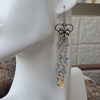 Chandelier Star of David earrings. Rebeka dangle earrings. Blue long earrings. Jewish earrings gift. Holiday gift idea. Gold Magen David
