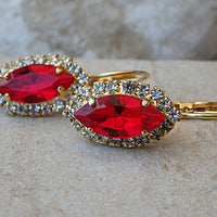Red  BRIDESMAID Earrings, Red Ruby Earrings. Rebeka Stud Earrings, Minimalist Earrings, Rhinestone Earrings, Bridal Shower Gift Idea,Xmas