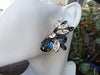 Navy blue wedding earrings. Midnight blue jewelry. Feminine earrings. Blue bridal earrings. Sparkling earrings.Blue white  earrings