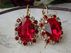 Red Earrings, Romantic jewelry, Red Stud Earrings, Red crystal Earrings, earrings for birthday present. Large stud earrings. Women earrings
