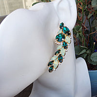 Emerald earrings. Bridal party jewelry.  stud earrings. Big earrings. Wedding cluster earrings.   Green mint opal earrings. For her