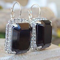 BLACK STUDS, Gold Black Clip on Earrings, Geometric Black Earrings, Black Evening Earrings, Black Jewelry, Jet Rebeka Custom Bridal Gift