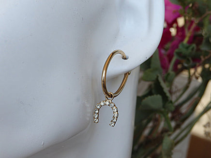 Hoops earrings, Arc earrings, Horseshoe earrings, Equestrian jewelry, Minimal hoops, Oval hoops, Rhinestone tiny hoops, Rebeka for brides