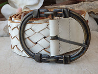 White leather belt. Braided belt. Woven Leather Belt. Wide leather belt. Statement belt. Belt for women. Leather belt buckle. Unisex belt