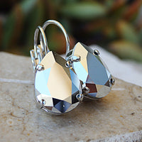 Tear Drop Earrings, Classic Jewelry, Rhinestone Earrings, Silver Bridal Earrings,  Earrings, Mirror Earrings, White Gold Earrings