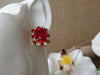 Red Earrings, Romantic jewelry, Red Stud Earrings, Red crystal Earrings, earrings for birthday present. Large stud earrings. Women earrings