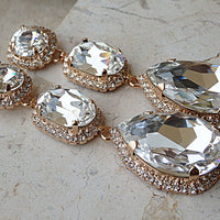 Bridal Earrings, Clear Crystal Chandelier Earrings,Wedding Earrings, Cocktail jewelry, Sparkle Earrings, Rebeka Crystal, Diamond Earrings