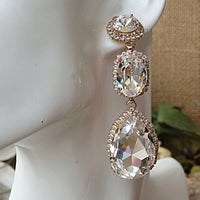 Bridal Earrings, Clear Crystal Chandelier Earrings,Wedding Earrings, Cocktail jewelry, Sparkle Earrings, Rebeka Crystal, Diamond Earrings