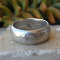 Simple Wedding Band, Mens Wedding Ring,Classic Ring, Sterling Silver Band, Gift For Boyfriend, Hammered Band Ring, Statement 925 Silver Ring