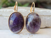 Amethyst earrings, Purple drop earrings, Dangle earring, women earrings, Gemstones jewelry, Leverback earrings, Violet genuine amethyst