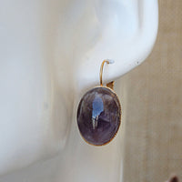 Amethyst earrings, Purple drop earrings, Dangle earring, women earrings, Gemstones jewelry, Leverback earrings, Violet genuine amethyst