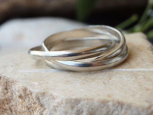 Triple band, Trinity Wedding Band, Sterling silver 925 rings, Cartier, Russian wedding ring, Three band ring, Unisex ring,Interlocking  Ring
