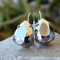 Tear Drop Earrings, Classic Jewelry, Rhinestone Earrings, Silver Bridal Earrings,  Earrings, Mirror Earrings, White Gold Earrings