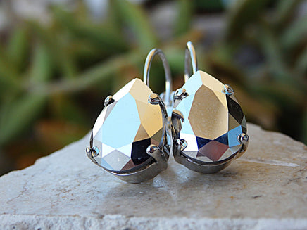 Tear Drop Earrings, Classic Jewelry, Rhinestone Earrings, Silver Bridal Earrings,  Earrings, Mirror Earrings, White Gold Earrings