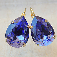 Purple Drop Earrings, Light Amethyst Drop Earrings,Teardrop Earrings, Plain Drop Earrings, Bridesmaid Jewelry Gift, Bezel Stone Earrings