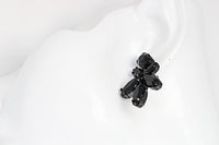 Black SILVER NECKLACE, Black Jewelry, Statement Black Stones necklace For Special Event, Cluster Black Evening Tennis Necklace, Jewelry Set