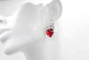 RED HEART EARRINGS, Valentines Day, Heart Shaped Earring, Ruby Crystal Earring, Crown Earrings,  Crystal, Lever Back Earrings