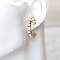 OPAL HOOP EARRINGS, White Opal Earrings, Bridal Hoops, Wedding Hoops, Luxe Earrings,  Opal Earrings, Small Hoop Bridesmaid Earrings