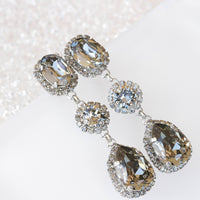 GRAY EARRINGS, Black Diamond Earrings,  Chandelier, Dangling Earrings, Folk Earrings, Mother Of Bride Gift, Evening Bridal Earring