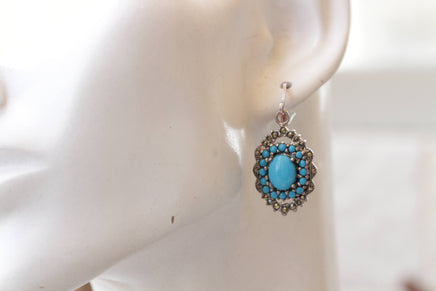 TURQUOISE SILVER NECKLACE, Turquoise Pendant, Crystals Necklace, Necklace For Women, Sterling Silver 925 Statement Necklace, Unique Gift