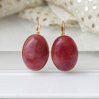 RED AGATE EARRINGS, Gemstone Earrings, Bridal Gem Earrings, Agate Drop Earrings. Burgundy Earrings, Dark Red Earrings, Natural Jewelry, Her