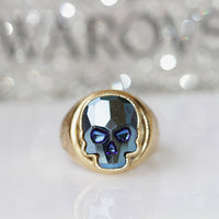 Silver skull ring, Rebeka skull ring, Blue skull Crystal Ring, Sugar skull, Cool Gifts For Men, Gothic ring,Dia de los muertos, Punk Ring