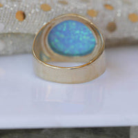 OPAL SIGNET RING, Blue Opal Ring, Chunky Ring, Gift For Her, Opal Gold Ring, Silver Sterling Ring, Fire Opal Ring, Ring For Men, Unisex Ring