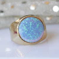 OPAL SIGNET RING, Blue Opal Ring, Chunky Ring, Gift For Her, Opal Gold Ring, Silver Sterling Ring, Fire Opal Ring, Ring For Men, Unisex Ring
