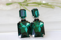 EMERALD EARRINGS, Statement Earrings,  Earrings, Bridal Big Earrings, Emerald  Green Drop Earrings, Wedding Earrings, Big And Bold