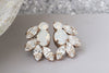 OPAL BRACELET, Rebeka Cuff Bracelet, White Bridal Bracelet, Dainty Cluster Open Bracelet,Rose Gold Wedding Bracelet, White Opal  Bracelet