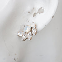 WHITE CRYSTAL CUFF, White Opal Wedding Bracelet, Minimalist Bracelet, Delicate Bracelet, Bridal Rebeka Bracelet, Bridesmaid Rose Gold Set