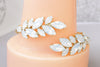 WHITE WEDDING EARRINGS, Big Cluster Earrings, White Opal Earrings, Rebeka Earrings, Bridal White Earrings,Leaf Earrings,Botanical Wedding