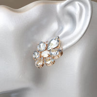 Dusty Blue Earrings, Bridal Dusty Blue Earrings, Blue Opal Earrings, Dusty Blue Crystal  Earrings, Woman Stud Earrings, Rose Gold