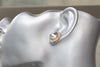 DUSTY BLUE EARRINGS, Round Earrings, Bridal Crystal Earrings, Rebeka Earrings, Rose Gold Earrings, Wedding Earrings, Small Stud Earrings