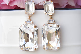 CRYSTAL BRIDAL EARRINGS, Statement Earrings, Rebeka Chandeliers, Bridal Big Earrings, Midnight Earrings, Wedding Earrings, Estate Jewelry