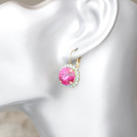 FUCHSIA BLACK EARRINGS, Hot Pink Dangle Earrings, Rebeka Dark Pink Earrings, Sister Earrings Gift, Wedding Fuchsia, Bridesmaid Earrings