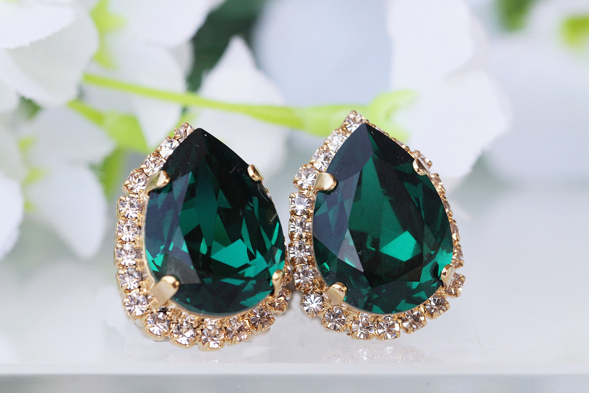 Emerald Clip on Earrings| Rebekajewelry Emerald Clip on Earrings| Rebekajewelry