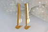 LEAF EAR JACKET, Gold Earrings, Minimalist Stick Earrings, Front Back Earrings, Jacket  Earrings,  Bride Earrings, Birds Jewelry,Ear Jackets