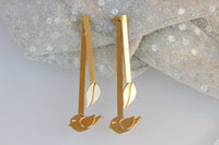 LEAF EAR JACKET, Gold Earrings, Minimalist Stick Earrings, Front Back Earrings, Jacket  Earrings,  Bride Earrings, Birds Jewelry,Ear Jackets