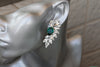EMERALD WEDDING BRACELET, Bridal Bridesmaid, Extra Large Bracelet ,Crystal Rebeka Bracelet, Cluster Bracelet, Green Jewelry,Leaf Bracelet