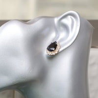 BLACK EARRINGS,Black Crystal Earrings, Jet Rebeka Earrings, Black Teardrop Earrings, Elegant Jewelry,Gold Black Studs, Black Silver Studs