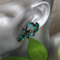 Emerald EARRINGS, Emerald Bridal Earrings, Rebeka Emerald Green Earrings, Statement Emerald Earrings, Emerald Cluster Drop Earrings Gift