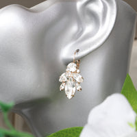 BLUSH BRIDAL EARRINGS, Art Deco Wedding Earrings, Light Pink Bridal Earrings,Rose Gold morganite crystal, Drop Cluster Elegant Earrings Gift